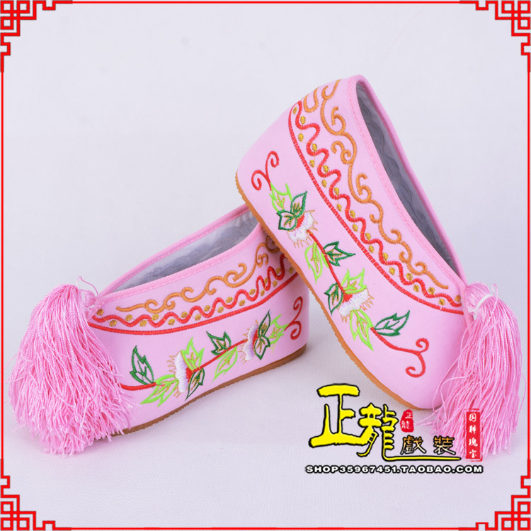 尉犁花旦鞋女绣花彩鞋 舒适款草花内高彩鞋